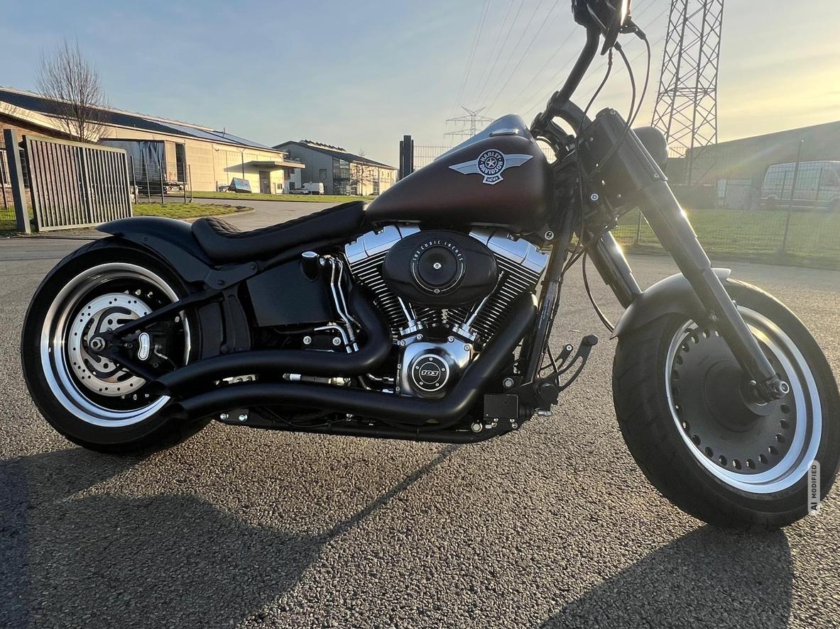Harley-Davidson Fat Boy Seitentasche+Alcantara+Auspuffanlage